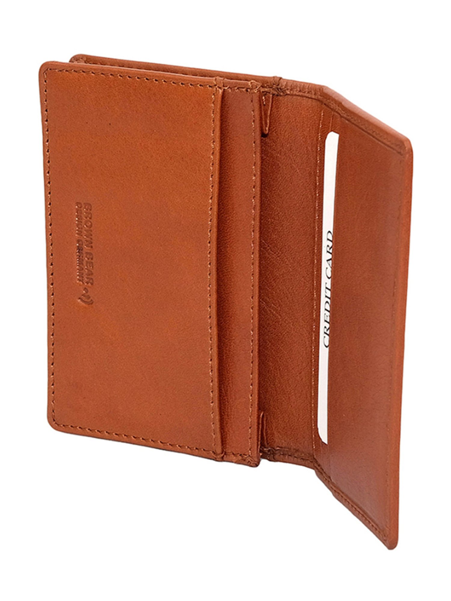 BROWN BEAR Premium RFID Tan Leather Card Holder Wallet for Men