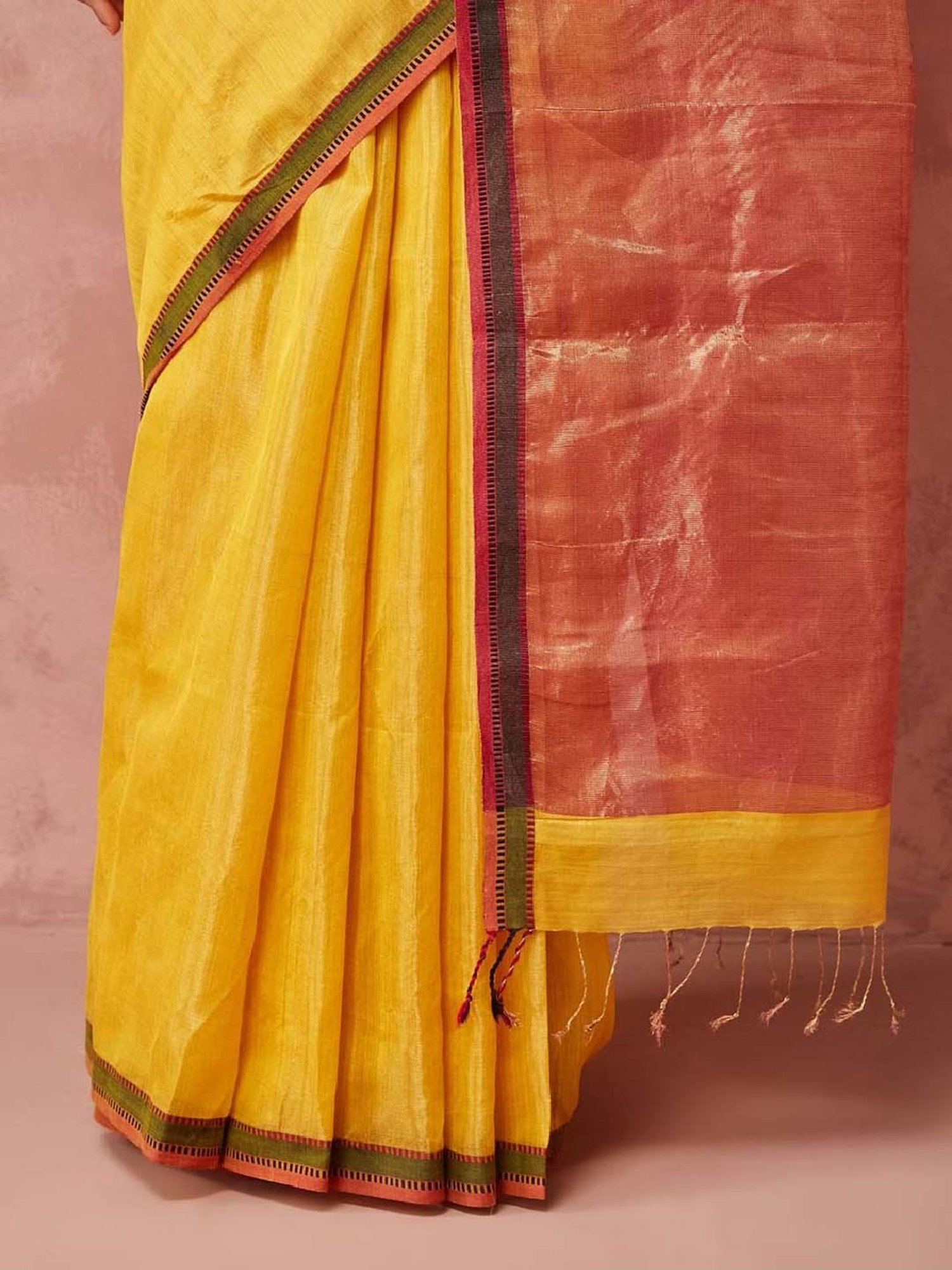Unnati Silks Red Silk Printed Saree With Unstitched Blouse