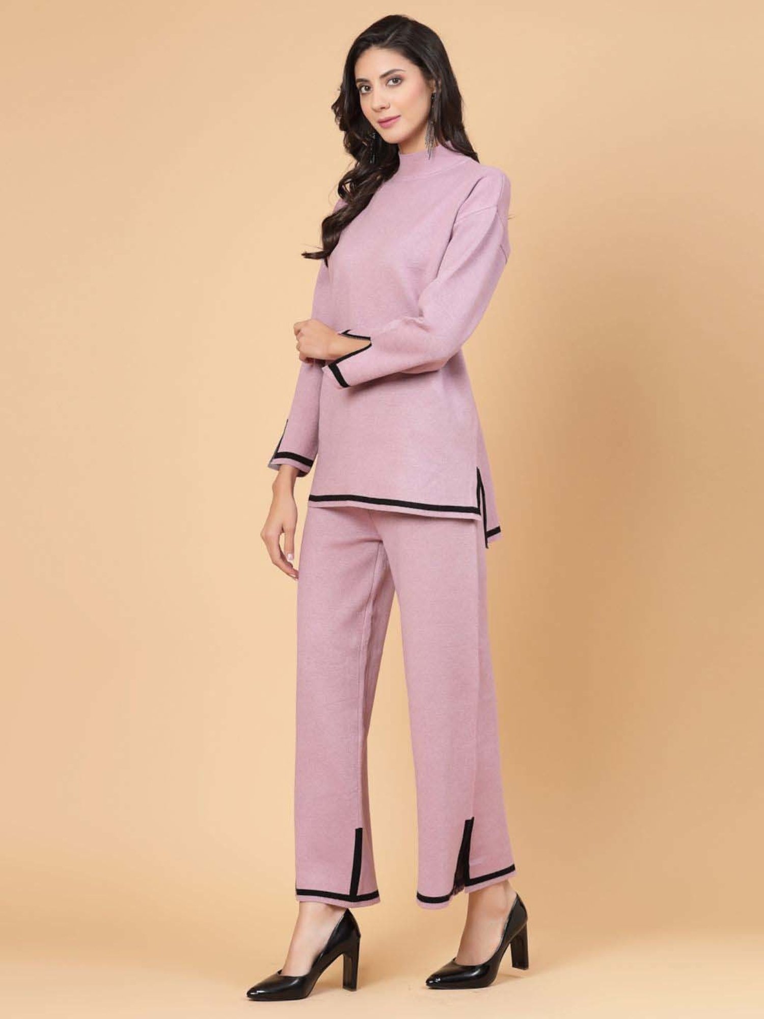 Mafadeny Lilac Plain Top Pants Set