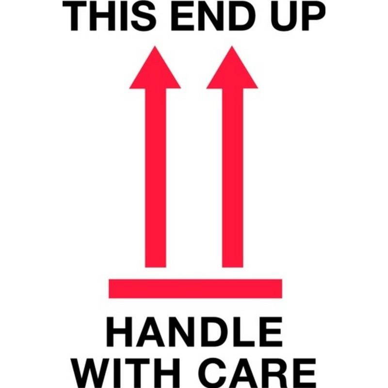 4" x 6" This End Up Handle With Care Labels (500 per Roll)