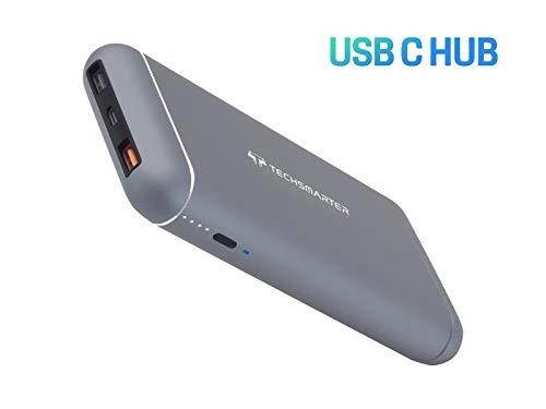 Techsmarter 20100mAh 60W Power Delivery Hybrid Power Bank and USB-C Hub. External Battery Portable Phone Charger Compatible with iPhone, iPad Air/Pro, MacBook Air/Pro, Samsung, Chromebook