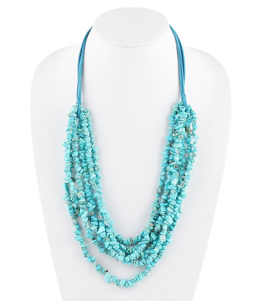 Barse Turquoise Magnasite Multi Row Necklace