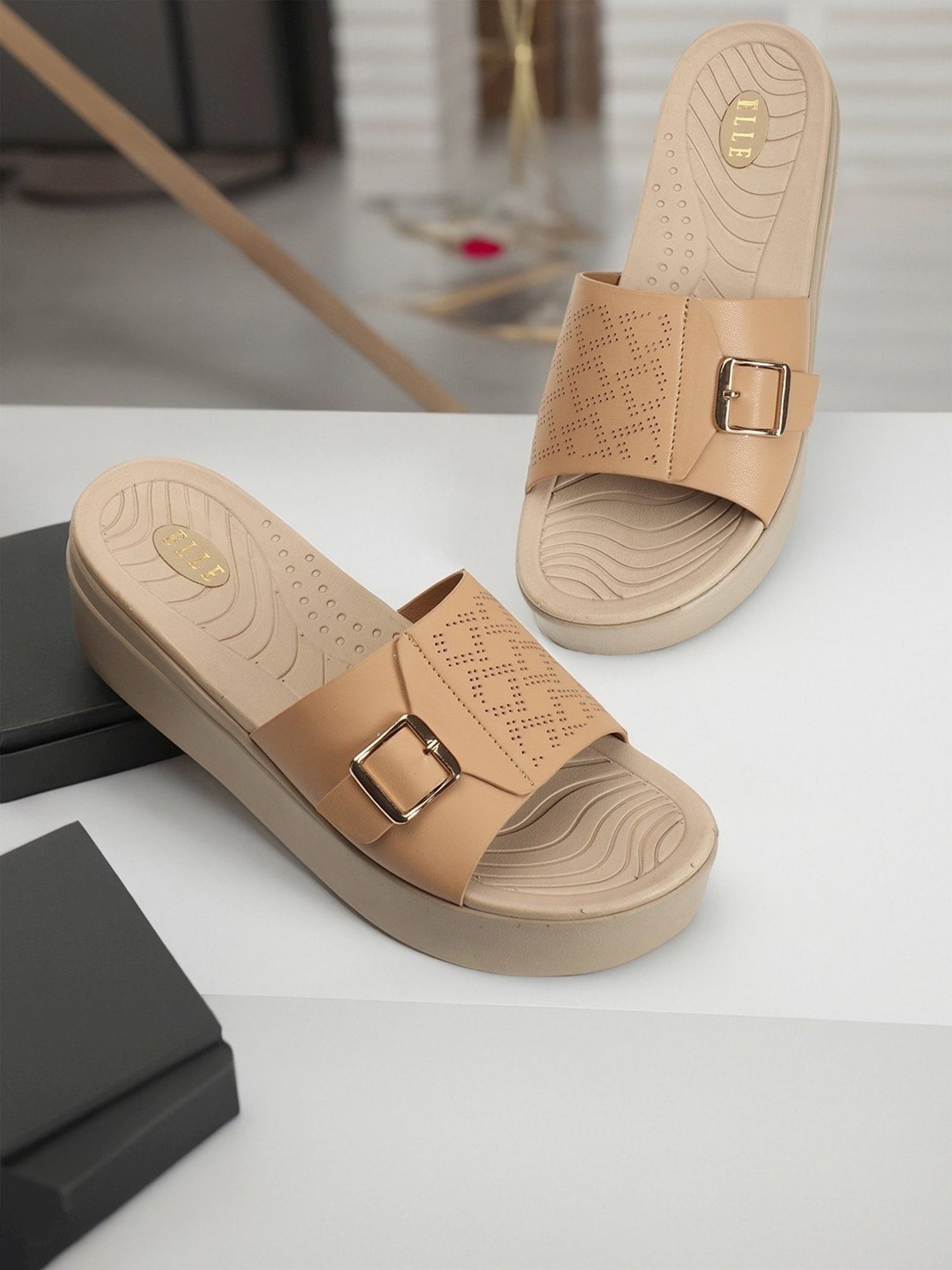 Elle Women's Beige Casual Sandals