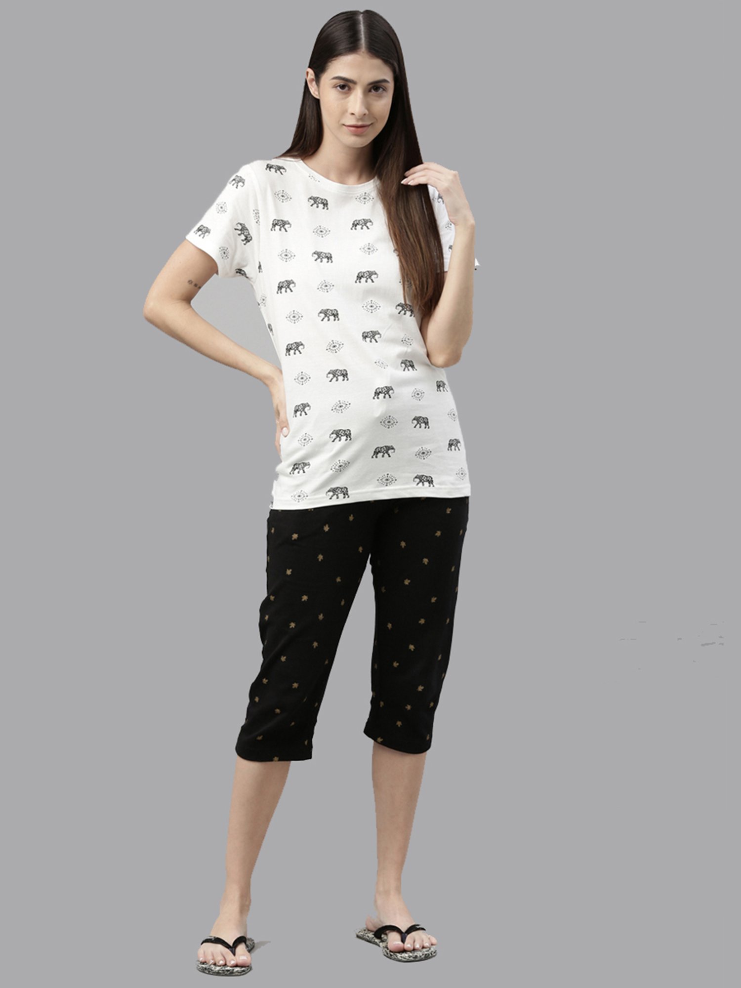 Kryptic Yellow & Beige Cotton Graphic Print T-Shirt (Pack Of 2)