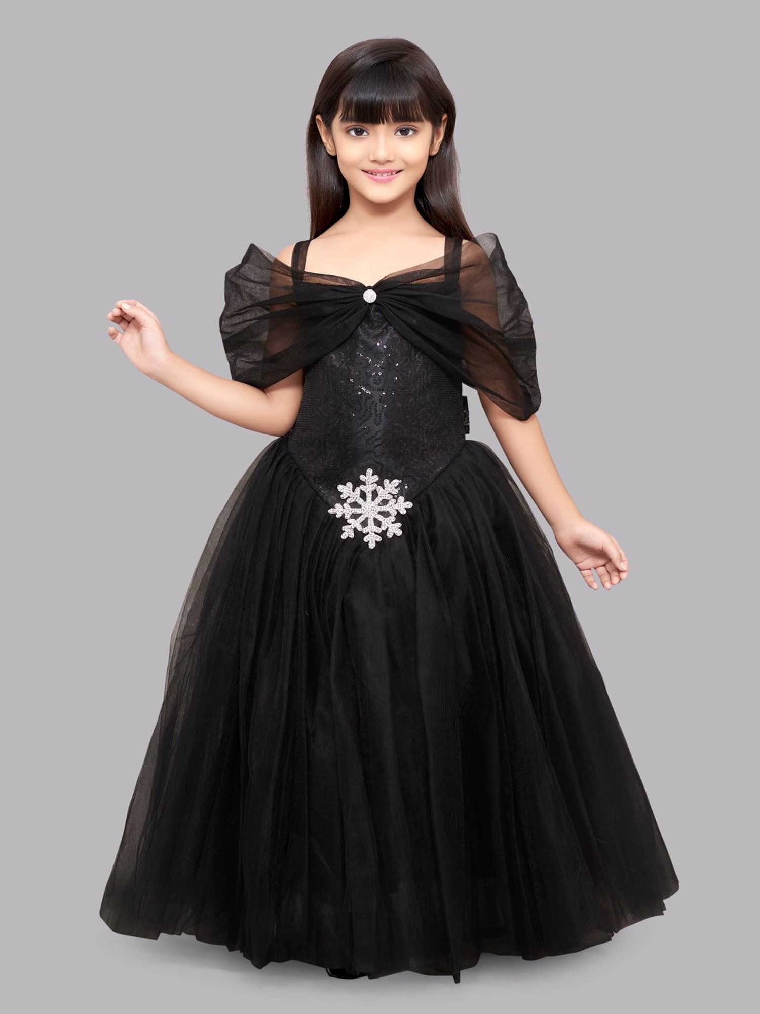 Pink Chick Kids Black Embellished Gown