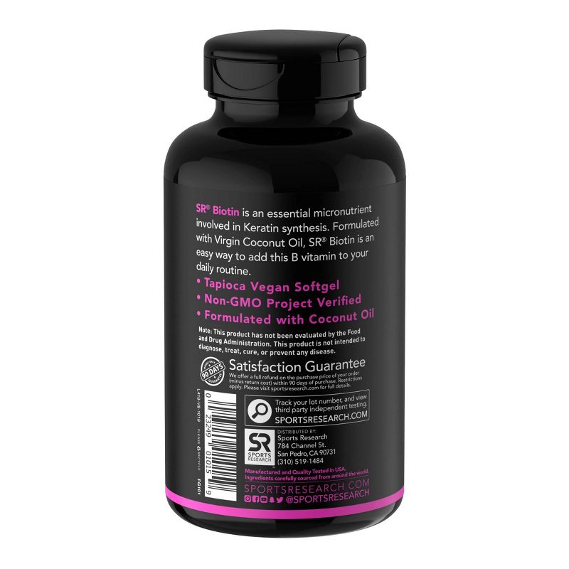 Sports Research Biotin 10000mcg Veggie Softgels - 120ct