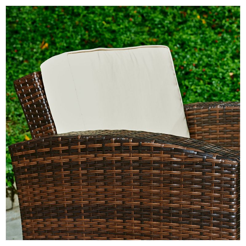 Bahia 4 Piece All Weather Wicker Seating Set Dark Brown with Beige Cushions - Thy Hom