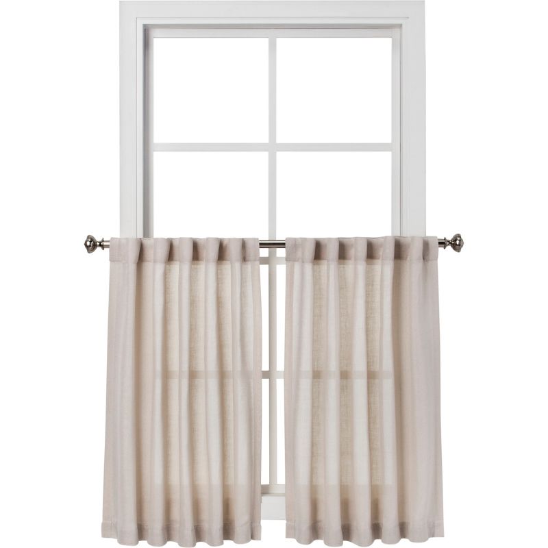 Set of 2 36"x42" Floral Curtain Tiers White/Beige - Threshold™