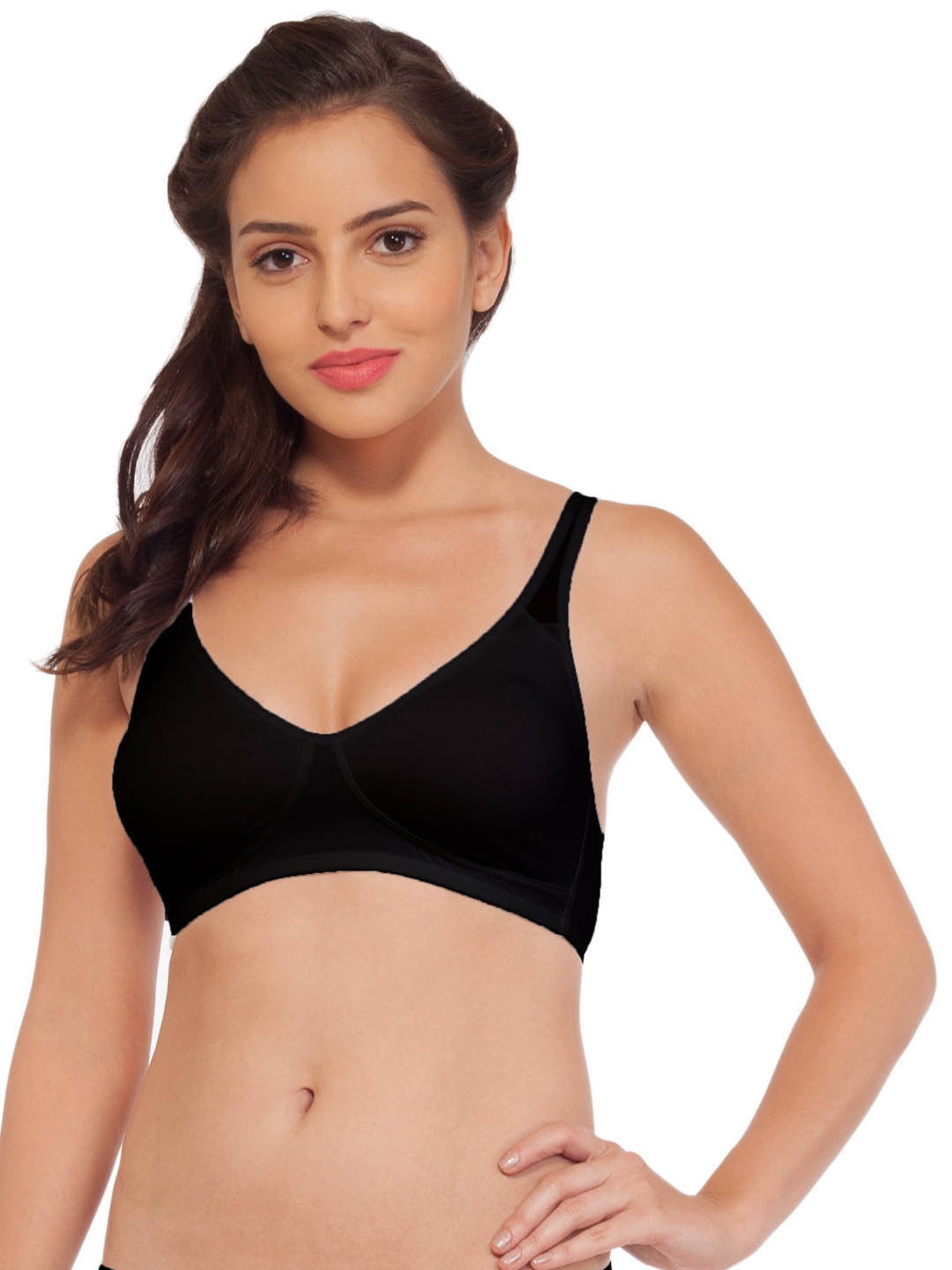 Soie Black Non Wired Non Padded Half Coverage T-Shirt Bra