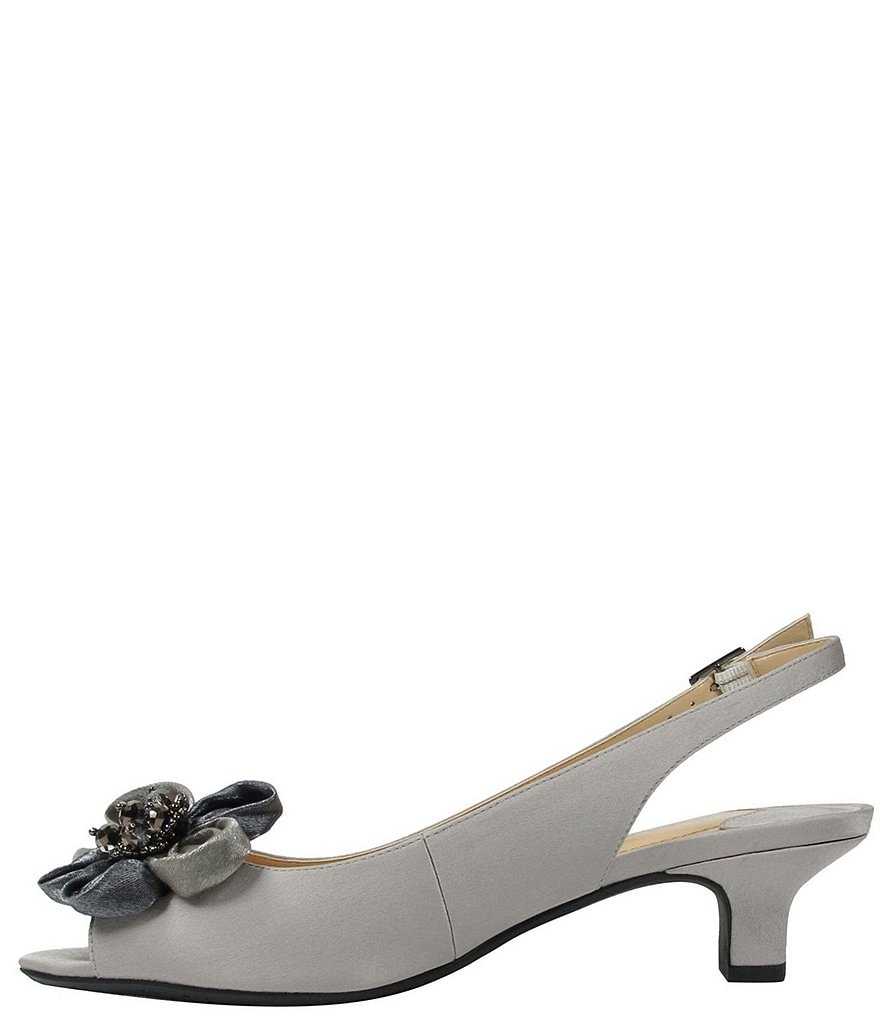 J. Renee Leonelle Embellished Bow Slingback Peep Toe Pumps