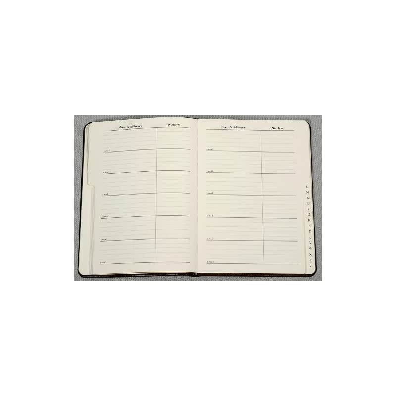 7 Inch Leather Bound Desk Address Book Genuine Calfskin Leather 1400 Entries British Tan