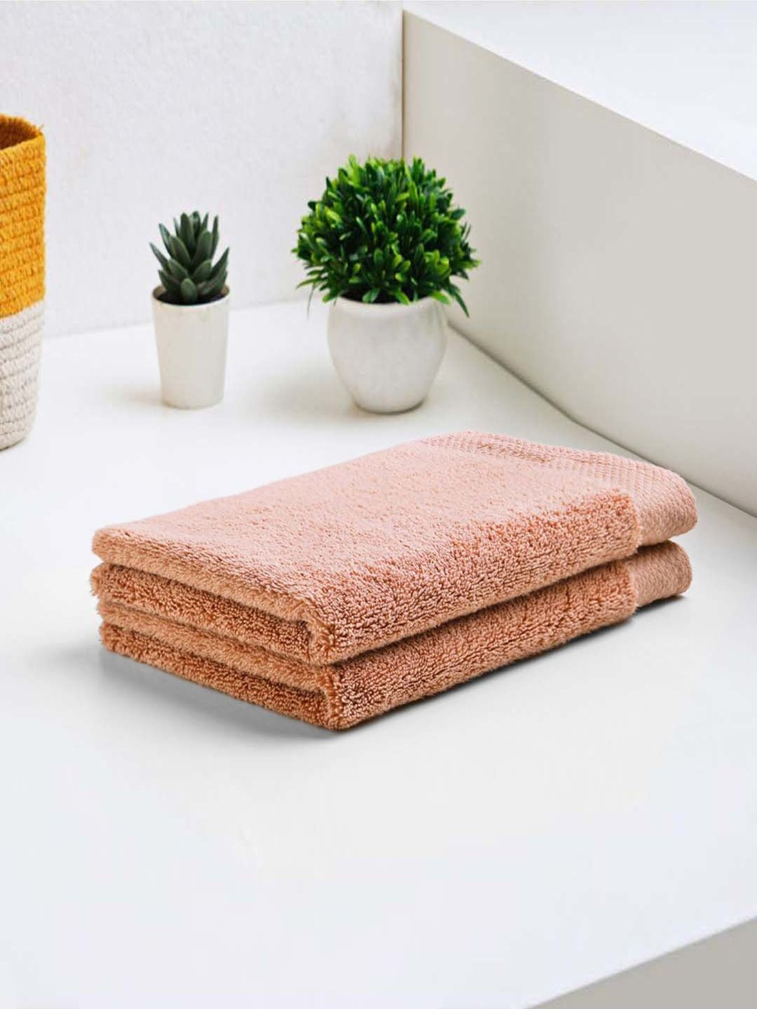 Spaces Luxury Rose Tan Egyptian Cotton 670 GSM Hand Towel - Set of 2