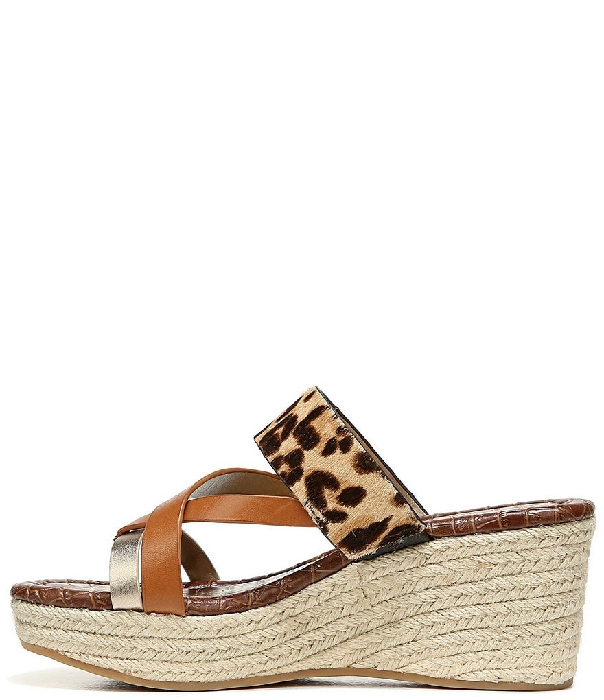 Sam Edelman Raleigh Leopard Print Leather Jute Wrapped Wedge Sandals