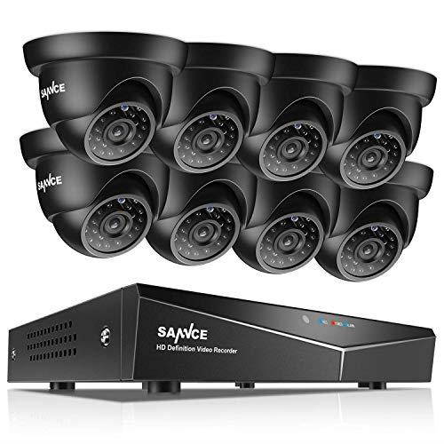 SANNCE 8-Channel HD 1080N Home Security System DVR and (8) 720P Indoor/Outdoor Weatherproof Cameras with IR Night Vision LEDs, Remote Access - NO HDD