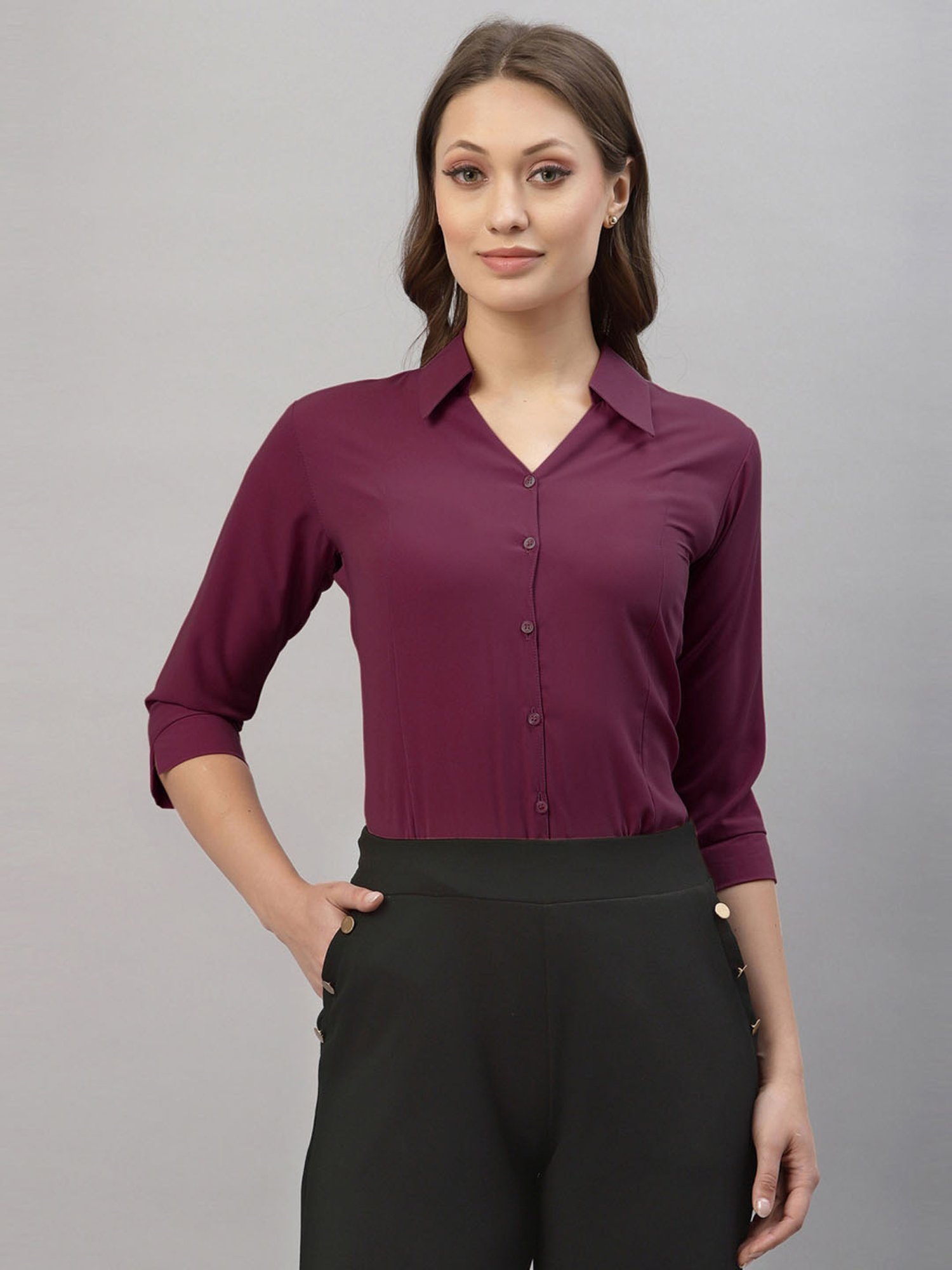 SELVIA Wine Regular Fit Formal Shirt