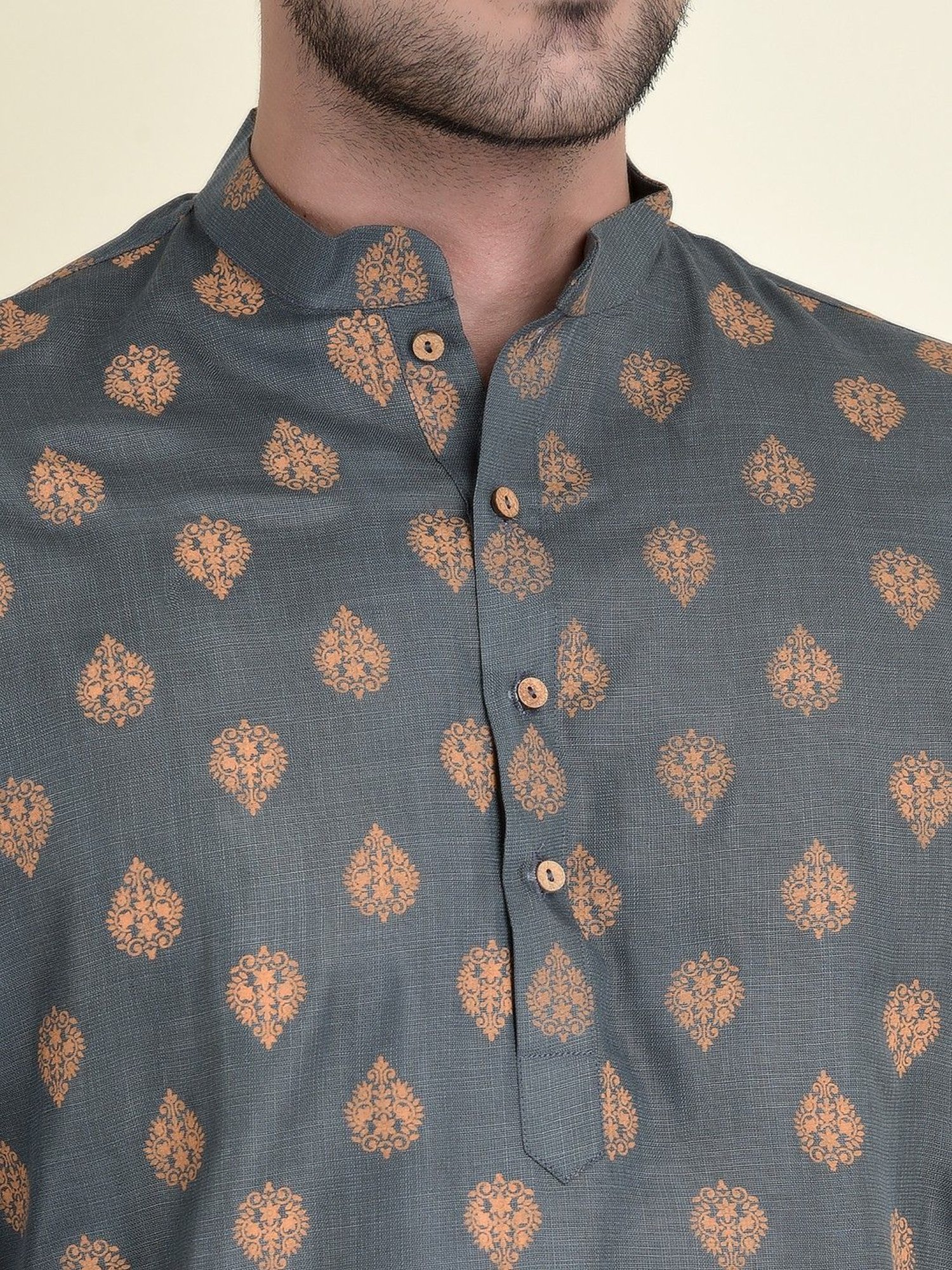 TABARD Green Cotton Regular Fit Printed Kurta Bottom Set