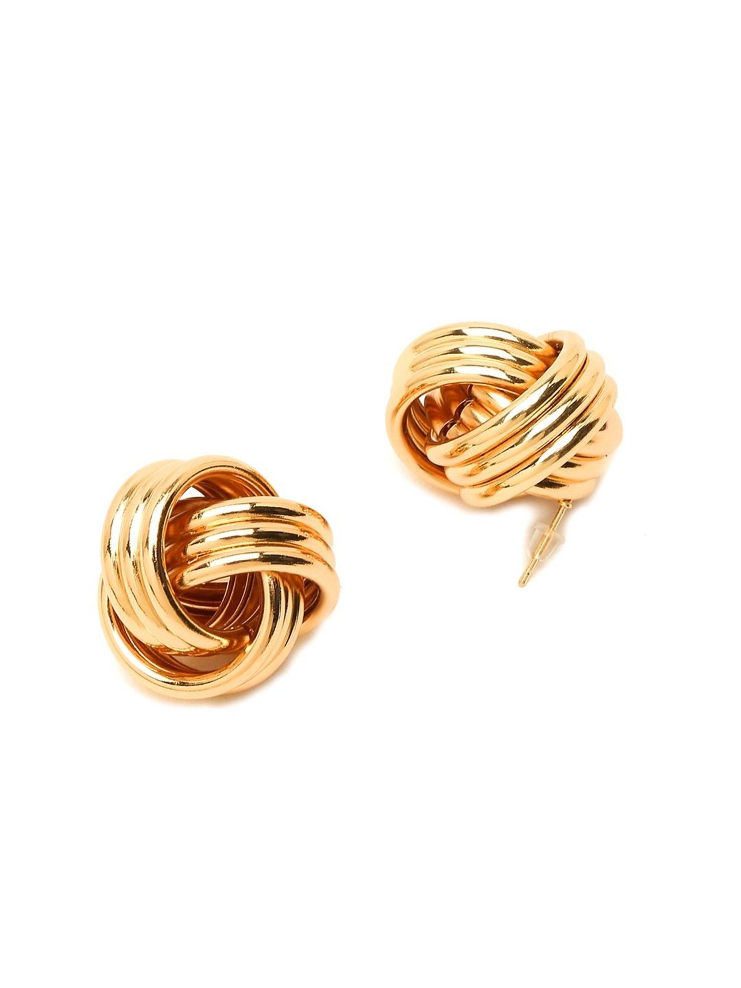 YouBella Contemporary Golden Golden Stud Earrings for Women