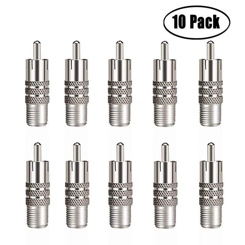 Pack F Type Female to RCA Male Coaxial Cable Adapter Straight Coupler Adapter Connector for Video Audio Nickel Plated
