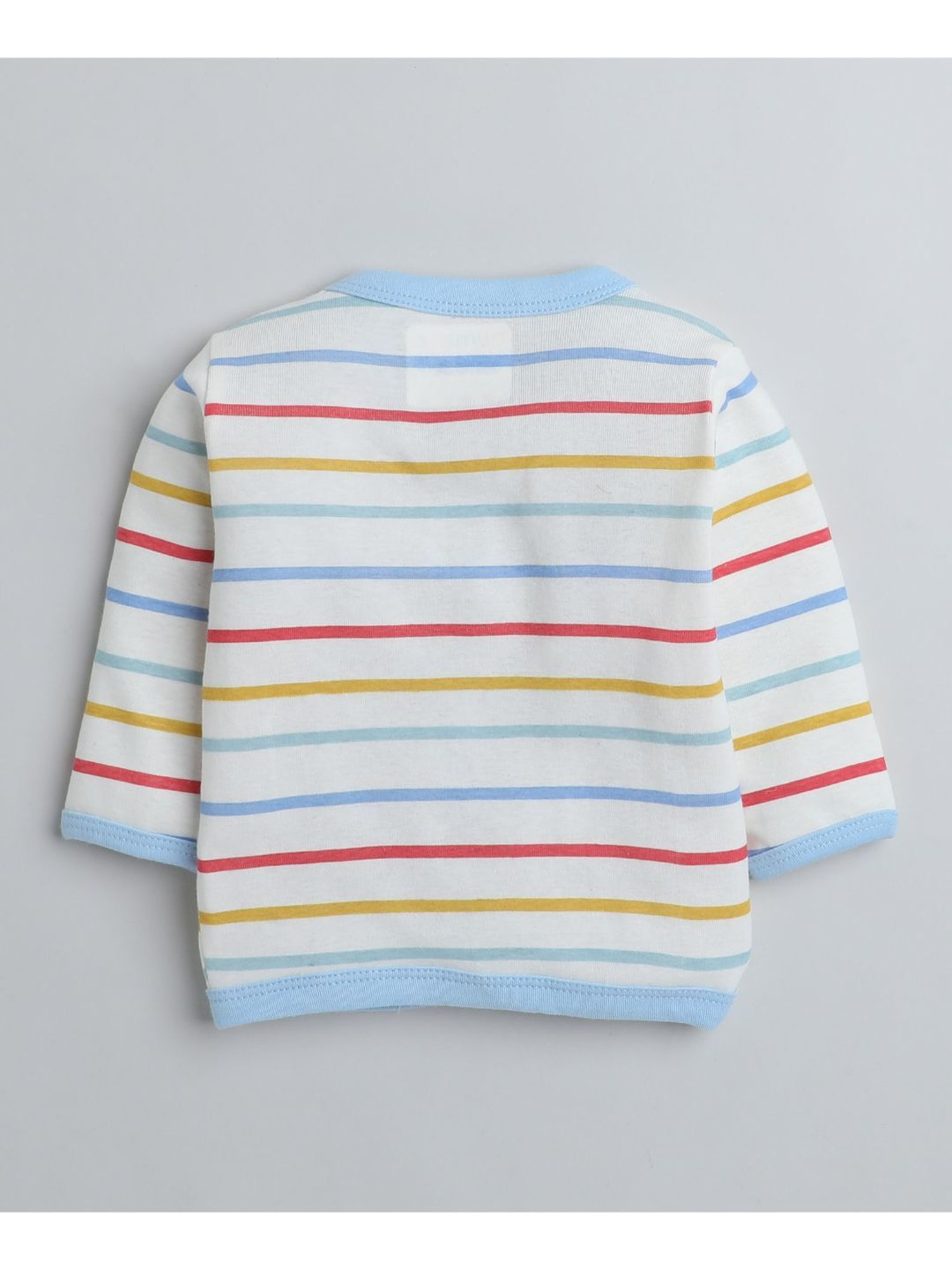 Bumzee Kids Blue & White Printed Full Sleeves Jhablas (Pack Of 3)