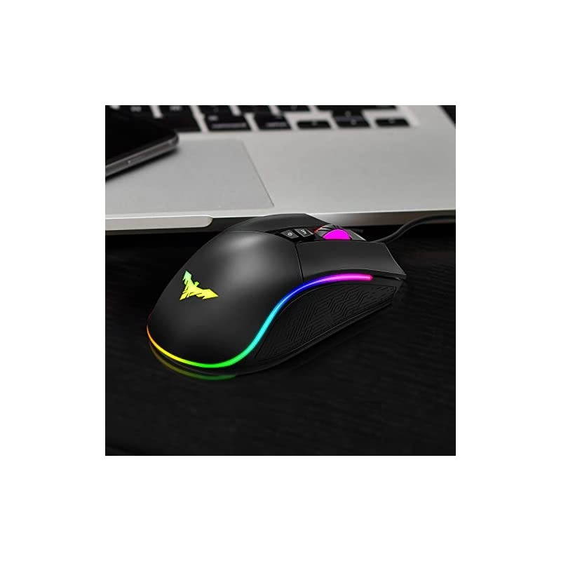 RGB Gaming Mouse Wired Programmable Ergonomic USB Mice 4800 Dots Per Inch 7 Buttons amp 7 Color Backlit for Laptop PC Gamer Computer Desktop
