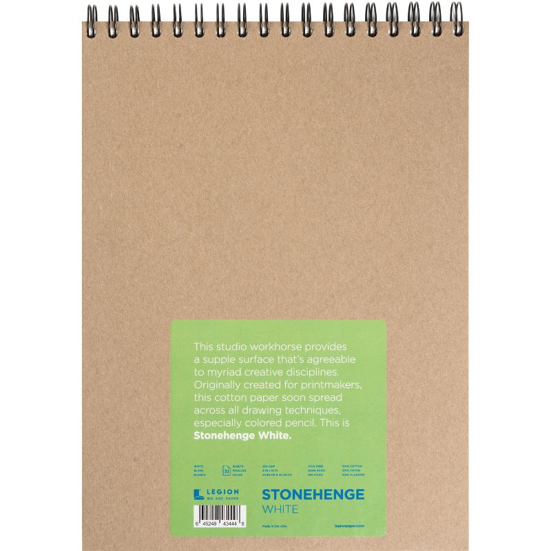 Stonehenge Spiral Paper Pad 9"X12" 32 Sheets/Pkg-White 90lb