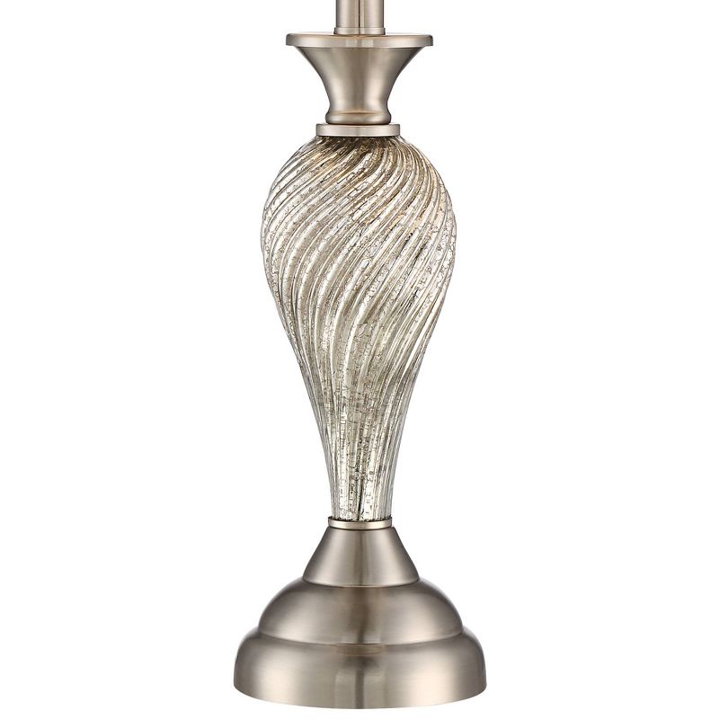 Regency Hill Traditional Table Lamps Set of 2 Mercury Glass Twist White Empire Shade for Living Room Family Bedroom Bedside Office