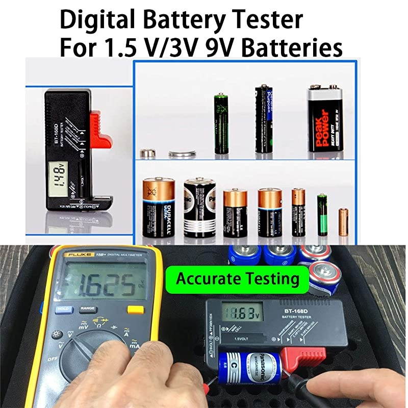 Battery Organizer Storage Case with Digital Battery Tester Checker, 200+ C D 9V AA AAA AAAA Batteries Organization Box Container(No Battery)