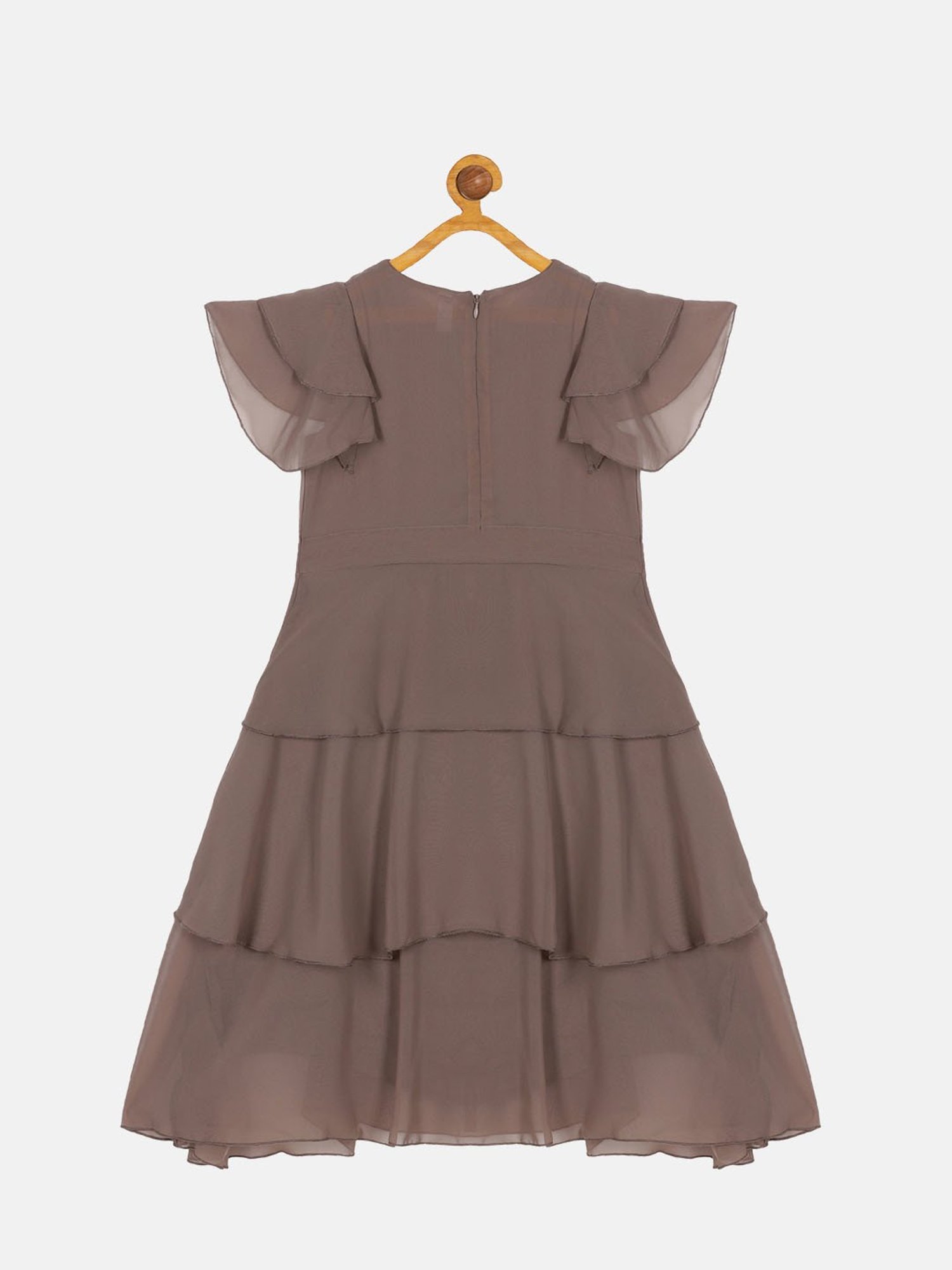 Kiddopanti Kids Brown Solid Dress