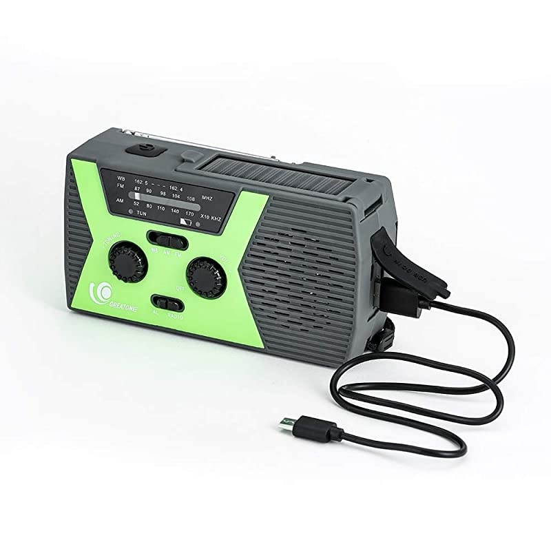 2020 Upgraded Version  Portable Camping Weather Radio Emergency Solar Crank Radio with Flashlight and Reading LampAM FM NOAA Weather Radio2000mAh Power Bank and SOS Alarm018WB Green