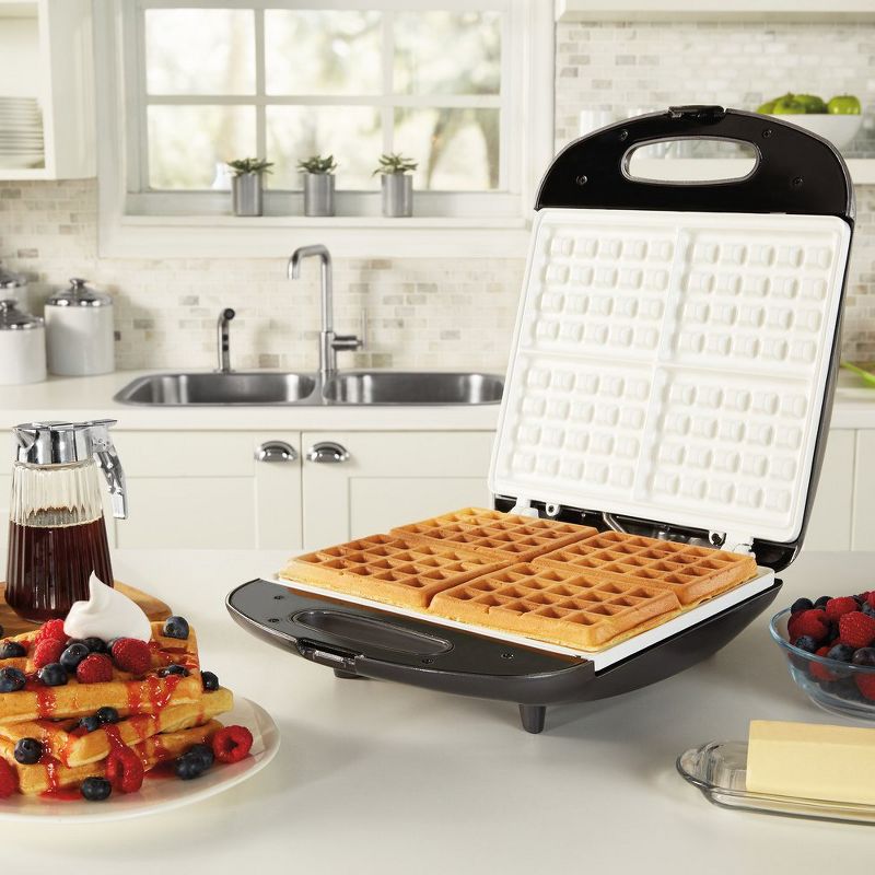 Oster Long Lasting Durable Non Stick Innovative Olive Oil Infused Ceramic Large 4 Square Slice Waffle Maker