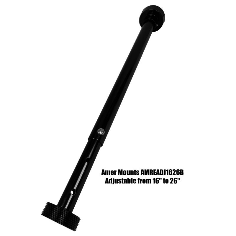 Amer Mounts AMREADJ1626B Adjustable Extension Pole Designed for AMRP100 (BLACK) Projector Mount