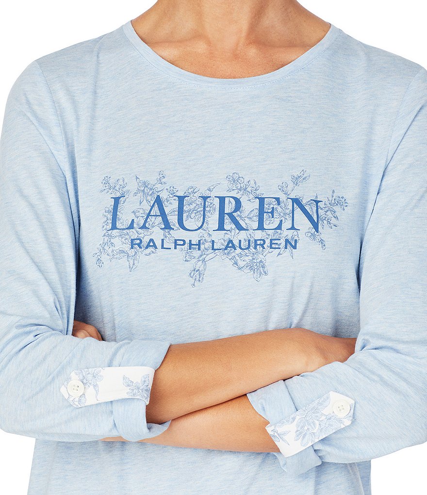 Miss Elaine Plus Cottonessa Floral Print Knit Long Nightgown