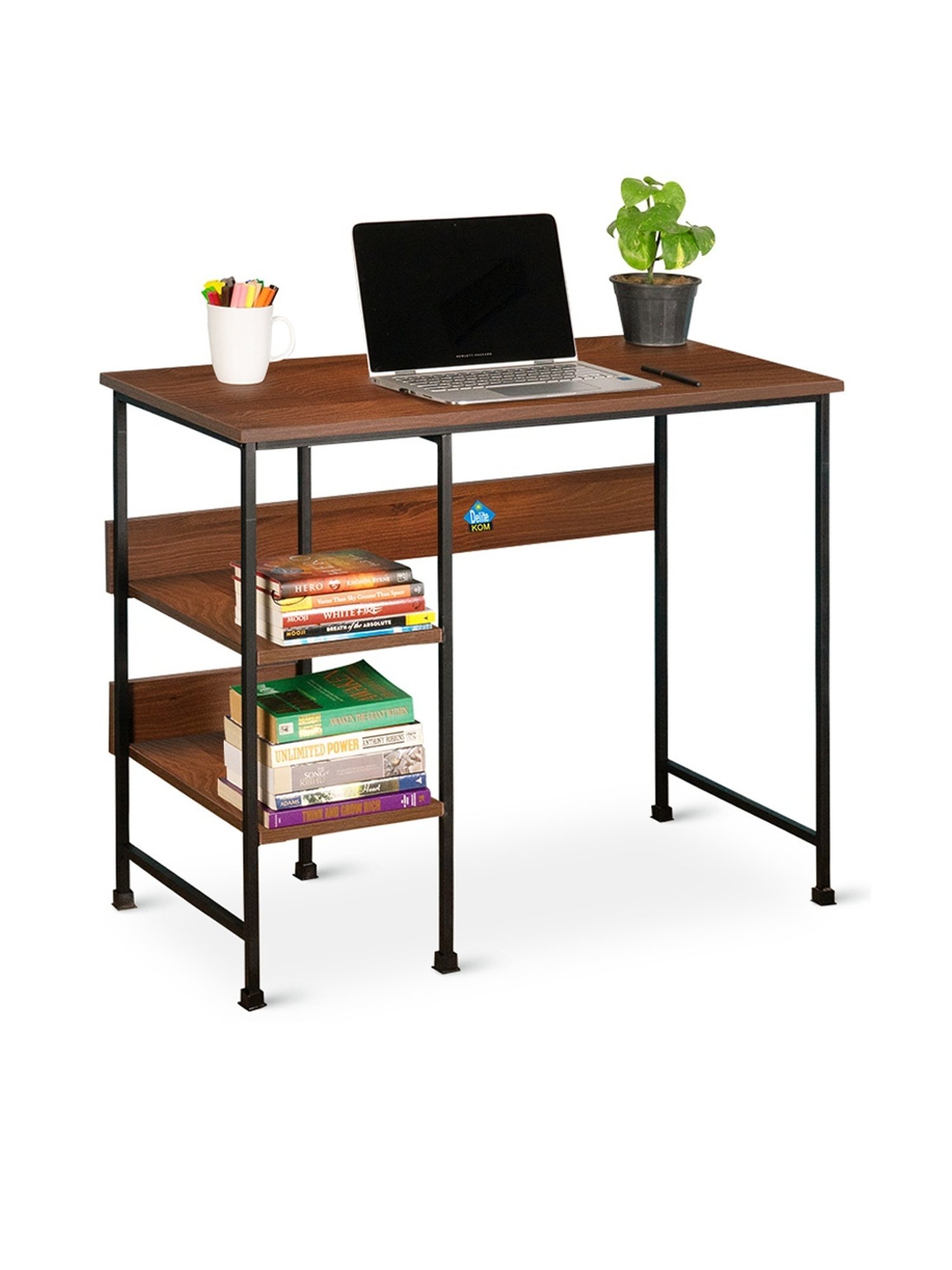 Delite Kom Mystic Acacia Dark Black Metal Computer Desk