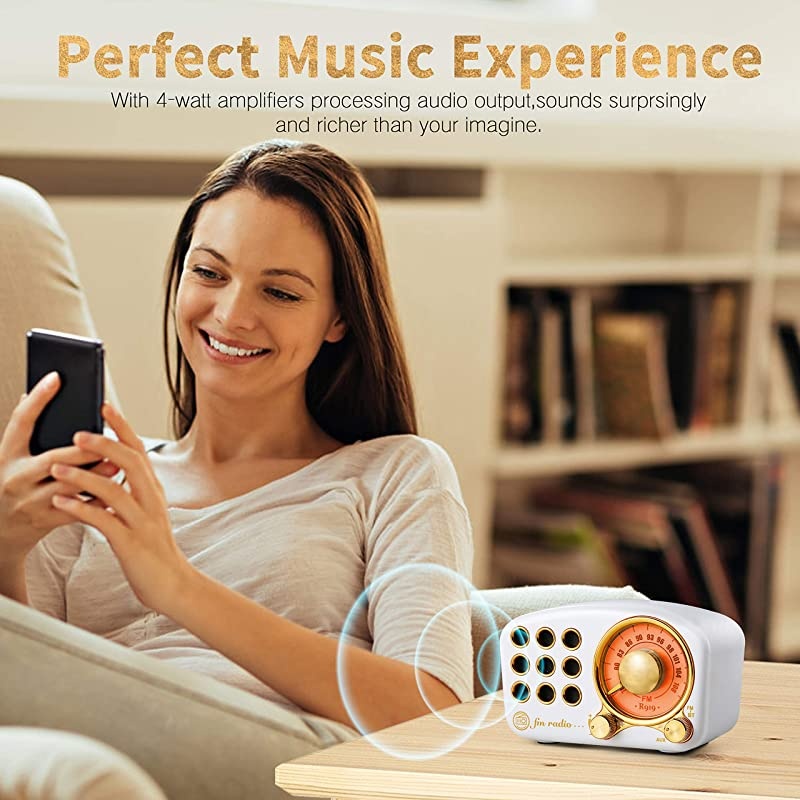 Bluetooth Speaker FM Vintage Radio with Loud Volume Strong Bass Enhancement Bluetooth 42 Wireless Connection TF Card amp MP3 Player