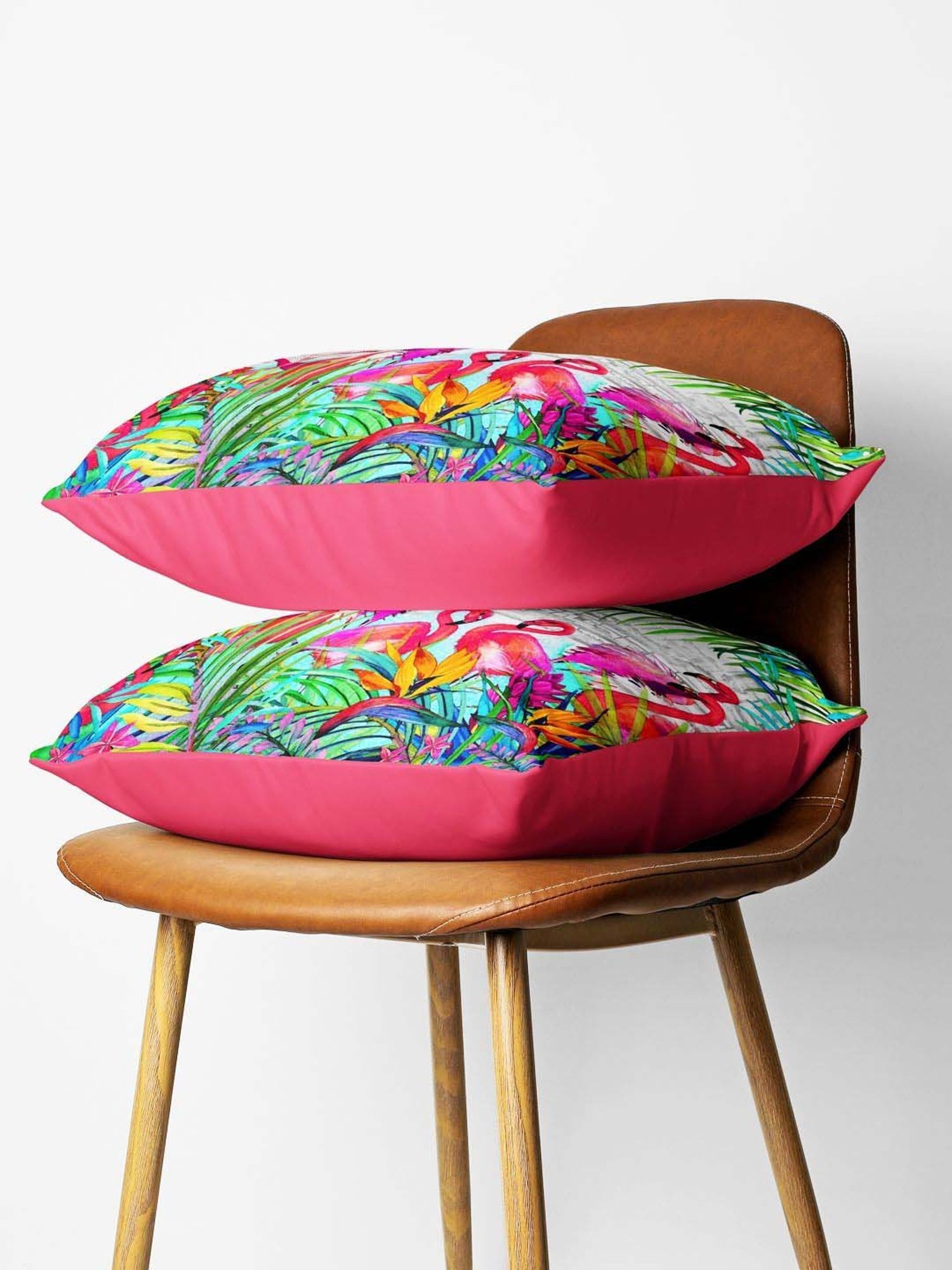 Bianca Ruyal Pink & Green Microfibre Medium Cushion Cover - Set of 2