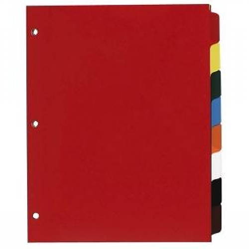 Non-Insertable Poly Indexes,3-HP,8-Tab,11"x8-1/2",Multicolor