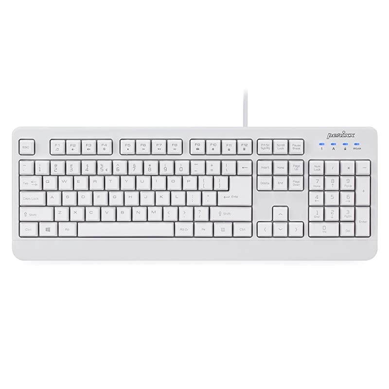 PERIBOARD517 Wired Washable USB Keyboard Certified with IP 65 Level White US English Layout
