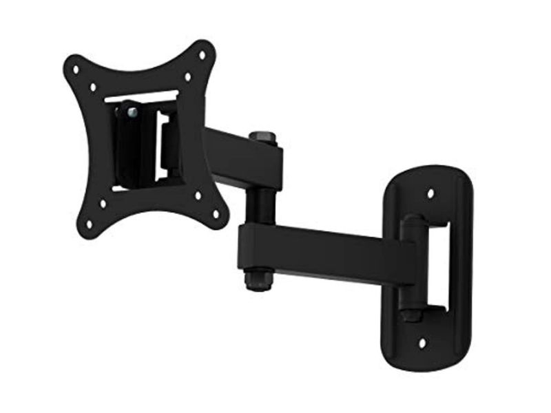avf el104b-a multi position, full motion, long extension tv wall mount for 12 inch to 25 inch tv or monitor, black, universal wall mounting bracket, vesa 50x50 to 100x100, easy to