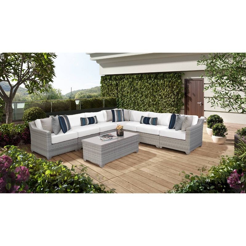 Farimont 8pc Patio Sectional Seating Set with Cushions - White - TK Classics