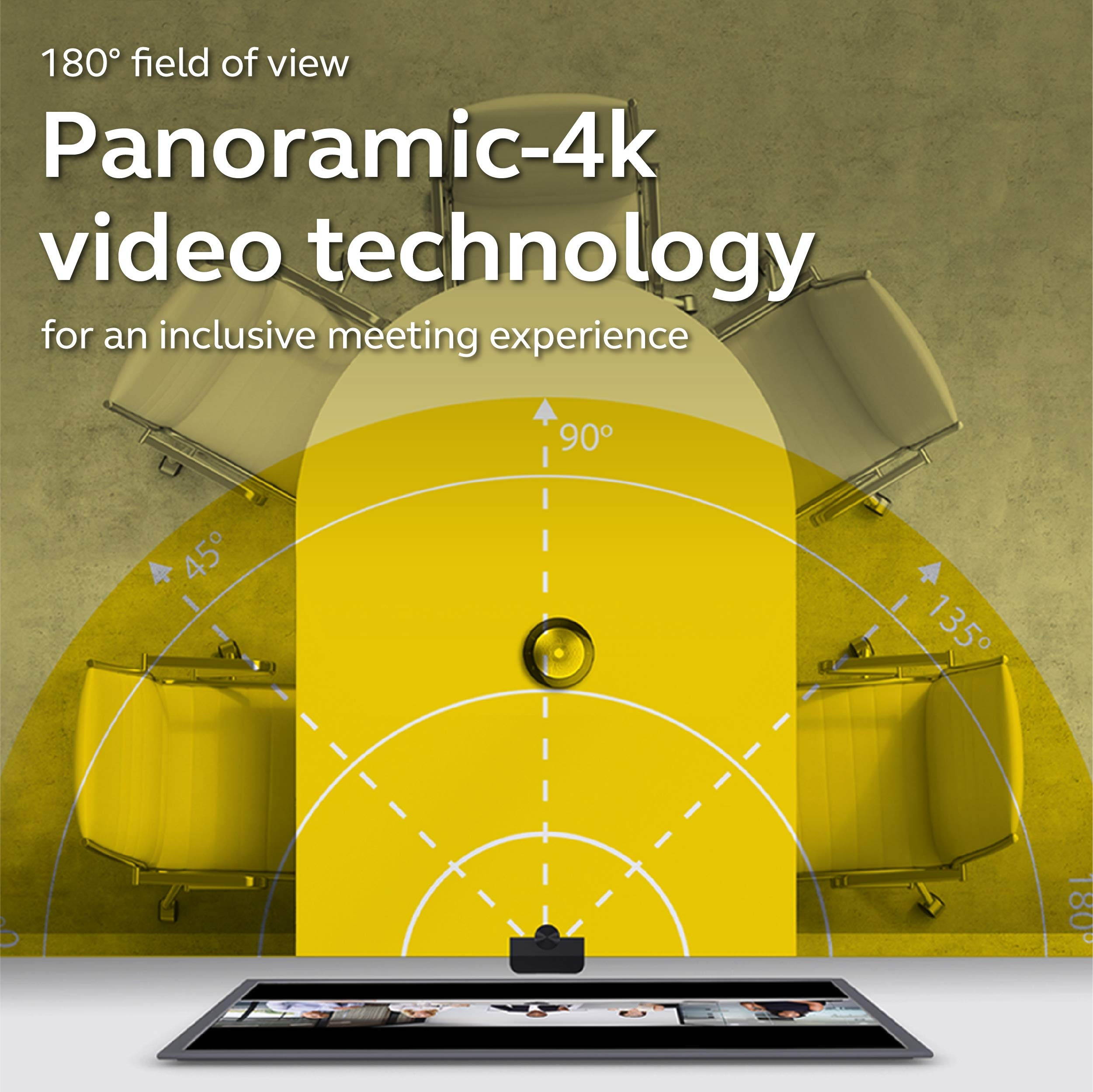 PanaCast &ndash; Intelligent 180&deg; Panoramic-4K Huddle Room Video Camera &ndash; Inclusive Video Conferencing Camera with Full Room Coverage, Easy to Set Up Wide Angle Webcam for Business & Distance Learning