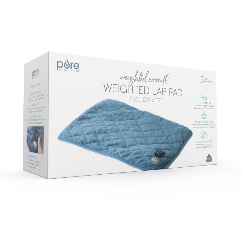 Pure Enrichment WeightedWarmth 2-in-1 Weighted Body Pad with Warmer - 2lbs - 20" x 12" - Blue