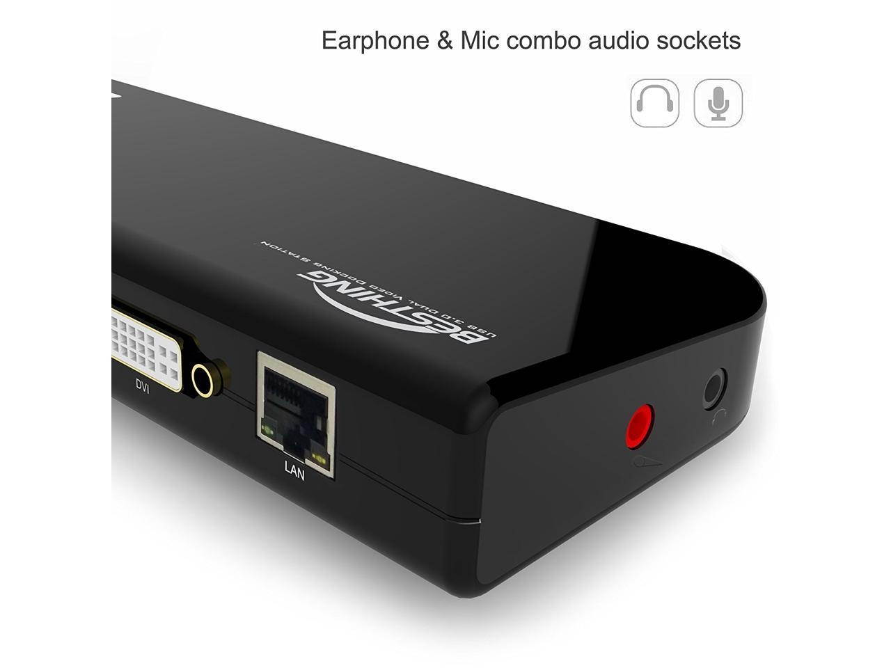 Notebook Port Replicators Dock, Multi-function USB 3.0 Universal Laptop Docking Station, Dual Display with HDMI & DVI / VGA, Gigabit Ethernet, Audio, 6 USB Ports for Laptop, Ultrabook and PCs