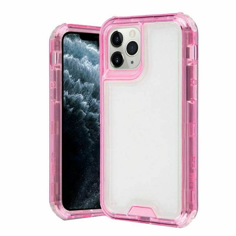 For  iPhone 11 Pro Clear Pink Hard TPU Hybrid Plastic Case Cover