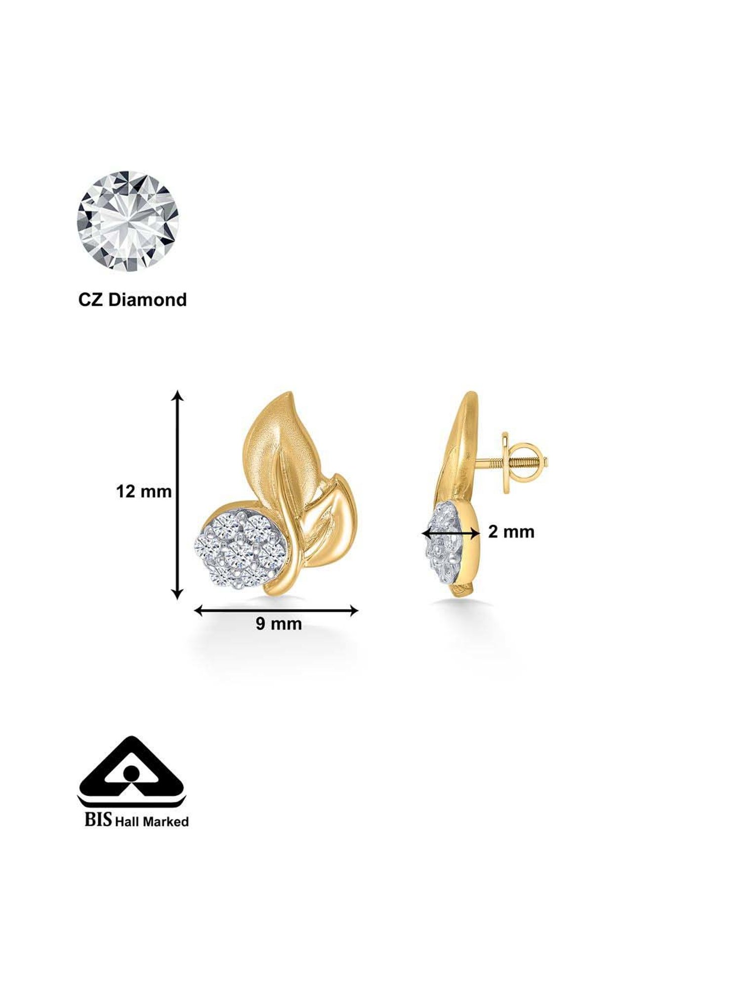 P.N.Gadgil Jewellers 22 Karat (916) BSI Hallmarked Yellow Gold Treetops Kids Earring For Kid