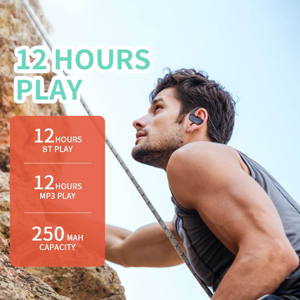 Cyboris IPX8 Waterproof Wireless Stereo Earphone BT Sports Headset Earphones Earbuds with 16GB Memory Card