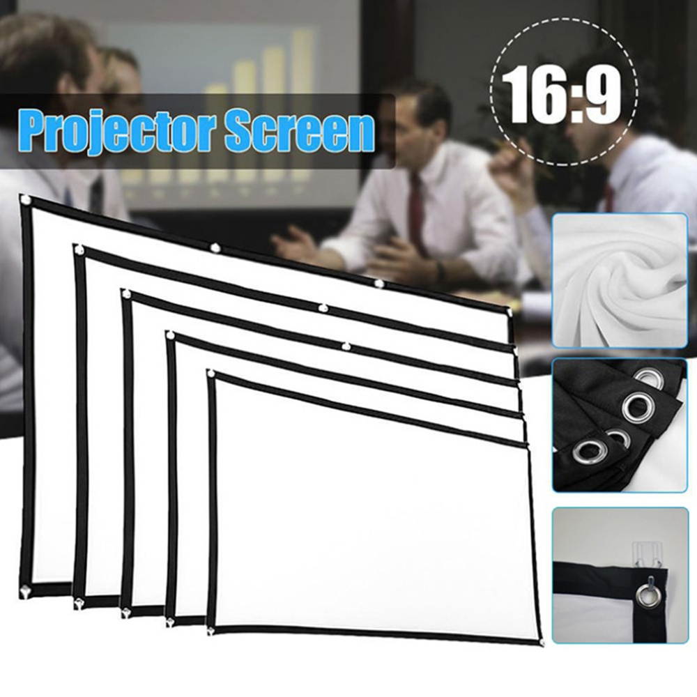 Foldable No Crease Soft Projector Screen Holes Hanging Portable Home Movie Meeting Screen (100inch 4:3)