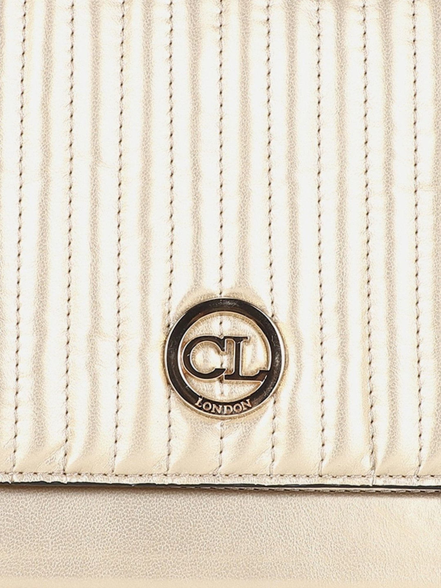 Carlton London Golden Textured Small Handbag