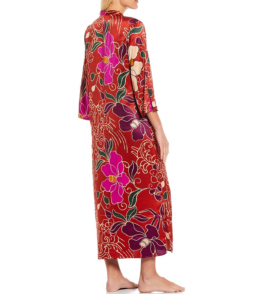 iRelax Printed Recycled-Knit Short Sleeve V-Neck Caftan