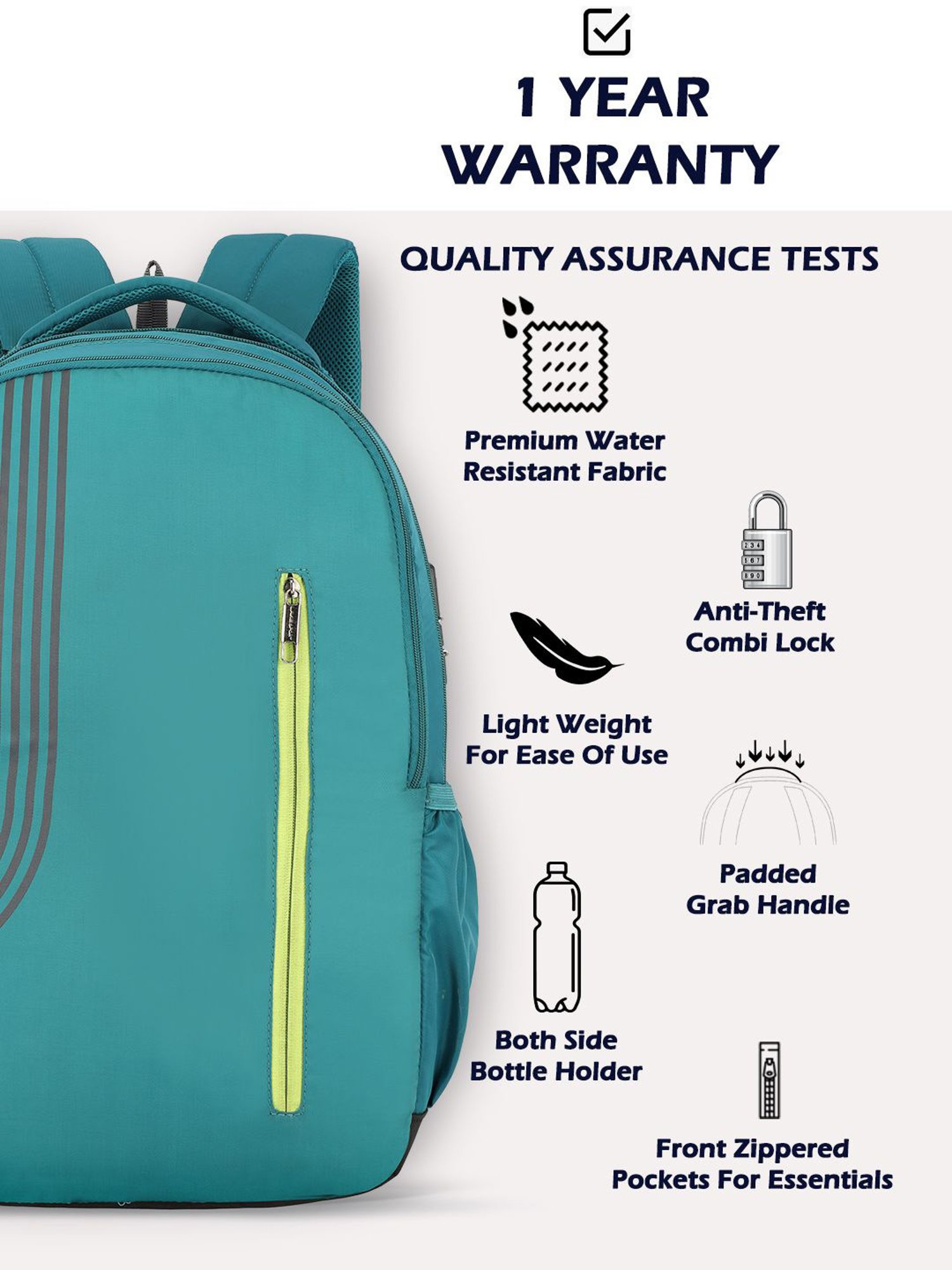 Lavie Sport Golf 36L Anti-theft Laptop Backpack For Men & Women | Laptop Bag For Boys & Girls (Teal)