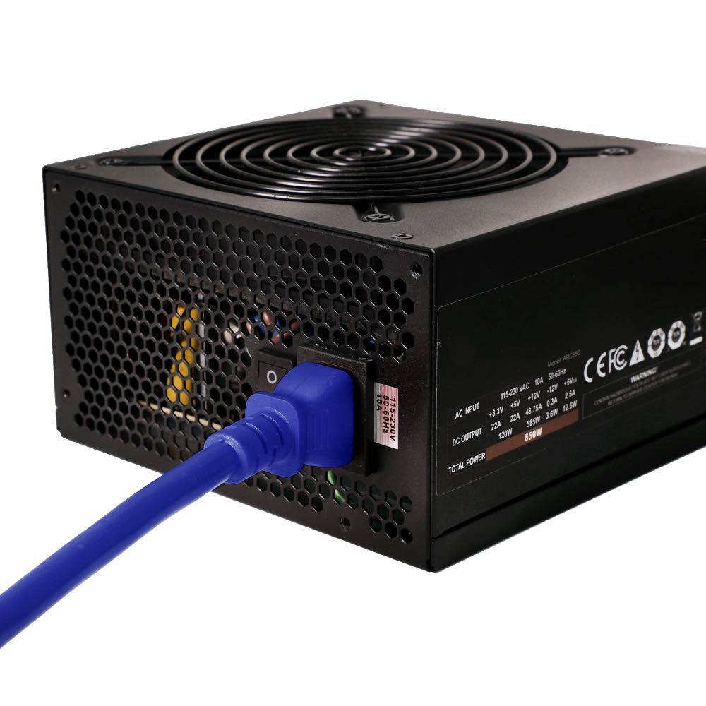 Ironbox C14 to C13 Connector Power Cord - 1 Foot - Blue - 10A/250V - 18/3 SJT - IBX-2817-01